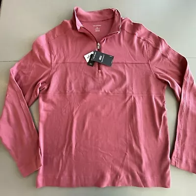 Van Heusen Mens Coral Rose 1/4 Zip Regular Fit Long Sleeve Shirt Jacket Medium • $7.90