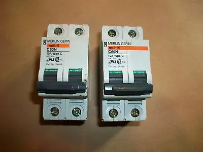 2pc MERLIN GERIN MULTI 9 C60N   Circuit Breaker  480v  2 Pole  10amp • $35