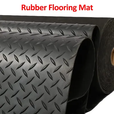 Checker Patterned Rubber Flooring Matting For Garage Van Or Car Roll Mat • £13.99