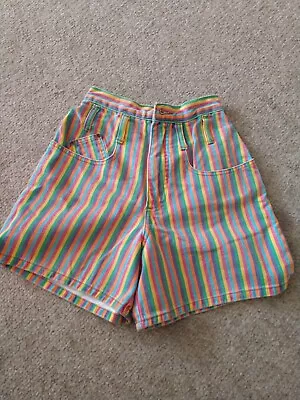 Vintage Paris Sports Club Rainbow High Waisted Shorts Size 2 • $28