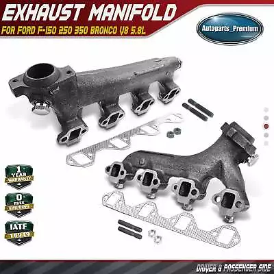 2x Left & Right Exhaust Manifold W/ Gasket Kit For Ford F-150 250 350 V8 5.8L • $137.99