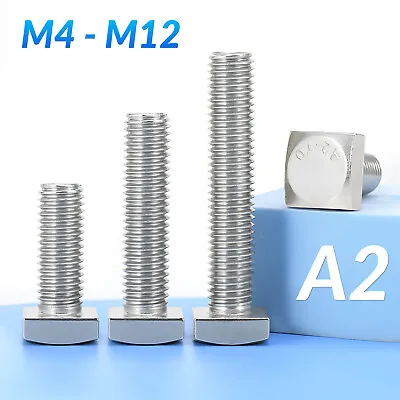 M4 - M12 Square Head Bolts With Small Head Stainless Steel A2 Metric Full Thread • $1.79