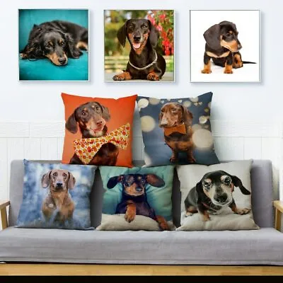 Miniature Dachshund Dogs Print Cushion Cover Throw Pillows Cases Home Decor  • £3.30