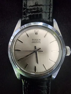 Men's Vintage Rolex Oyster Speedking Silver Dial With Black Leather Strap/ Watch • $1400