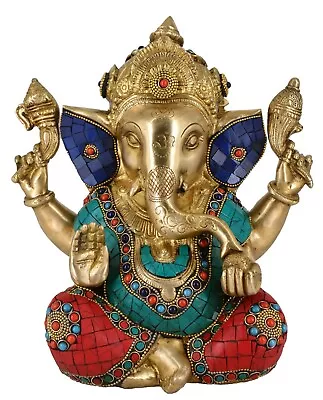 Whitewhale Brass Decor India Mangalkari Ganesha Statue Sculpture Home Decor • $203.32