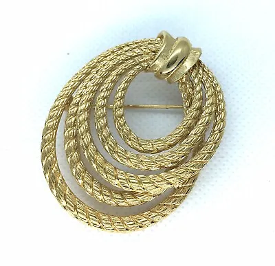 Vintage  Monet Rope Design  Gold Tone  Pin Brooch  Signed • $10