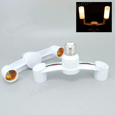 E27 To 2 E27 LED Bulb Light Lamp Base Converter Socket Extend Holder Splitter • £3.70