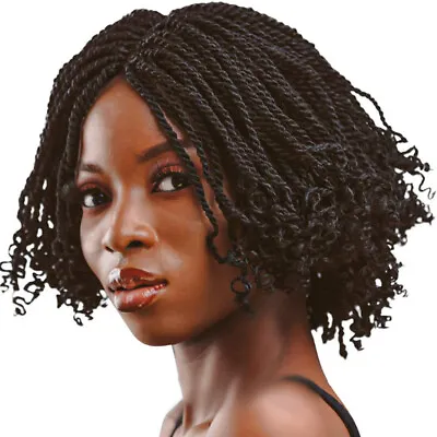 £20.39 • Buy Short Senegal Twist Braided Wigs Curly End Synthetic Box Braided Crochet Wig