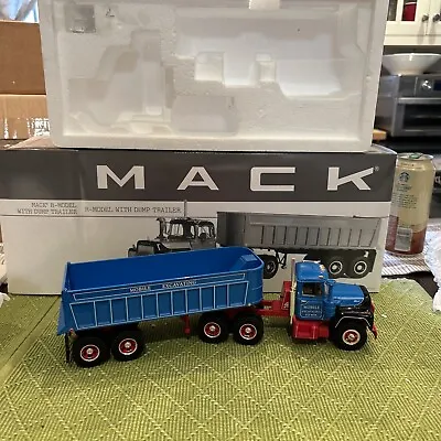 Mack R Model With Dump Trailer 1:34 First Gear  Blue New Mobile￼ Excavating • $189.95