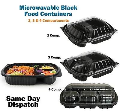 Meal Prep Food Containers 2 3 4 Compartments With Lids Microwave Takeaway Box • £3.95