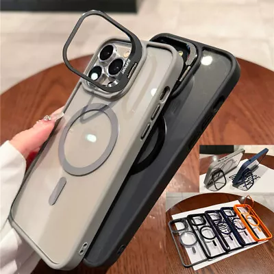 For IPhone 15 14 Plus 13 12 11 Pro Max Magnetic Magsafe Lens Cover Stand Case  • $12.49