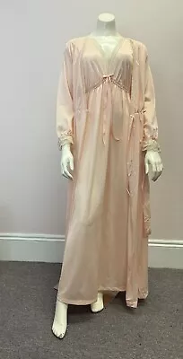 New Vintage Softness By Avon Pink Lace Peignoir Set Nightgown Robe  Small • $38