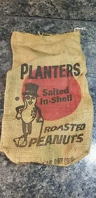 Vintage Planters Salted In-Shell Roasted Peanuts Burlap Bag 1lb 8oz • £9.50