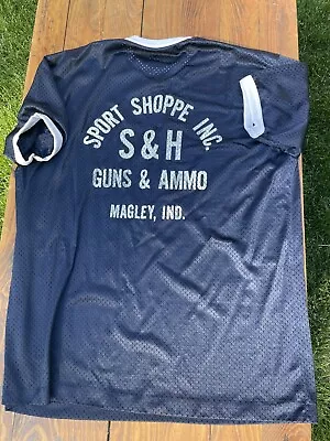 Vintage 80s Air Mesh Tshirt S&H Guns Ammo Sportshop Magley IN M/L • $39.99