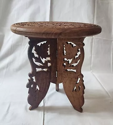 Vintage India Made Table Hand Carved Plant Stand/ Small Side Table • $30