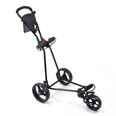 Golf Buggy Trolley Cart 3 Removable Wheel Push Pull Foldable Foot Brake Mesh Bag • $74.99