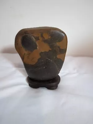 Scholar Stone Rock Viewing W/Wood Stand 4in Tall Auction Find • $24.99