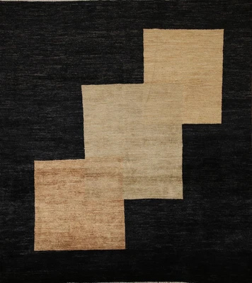 $735.94 • Buy Black Geometric Modern Gabbeh Area Rug 7x7 Hand-knotted Square Carpet
