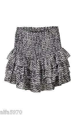 ISABEL MARANT H&M HM Ikat Pattern Ruffle Tiered Silk Skirt US 10 - NWT • $329