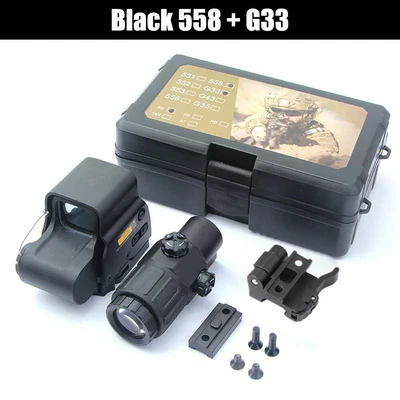 $108.99 • Buy 558+G33 Magnifier QD Side Copy Sight HHS Holographic Red Green Dot Reflex USA