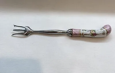 VTG Floraine Porcelain  A.E.Lewis & Co Sheffield England 3 Tine Fork Pink 6.25” • $18