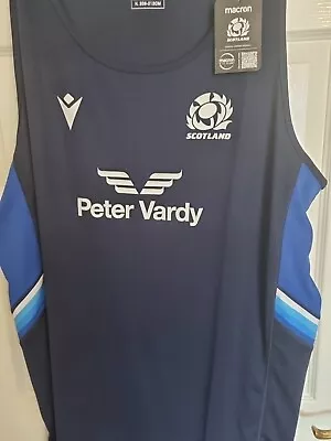 Adults Navy Blue Scotland Rugby Vest Top ..New With Label Size 6xl 52-54 In) • £20