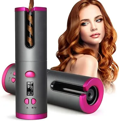 £24.99 • Buy Rechargeable Hair Curler Ceramic Cordless Auto Rotating Waver Curling Iron 