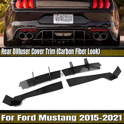 Rear Bumper Diffuser Lip Valance Apron For Ford Mustang 15-21 Carbon Look LD • $157.52