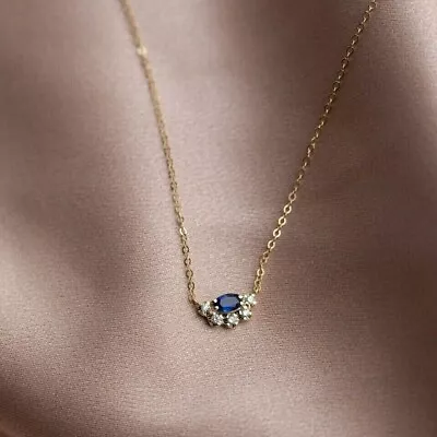 14K Yellow Gold Plated Lab-Created Sapphire 2Ct Oval Cut Women's Pretty Pendant • $83.99