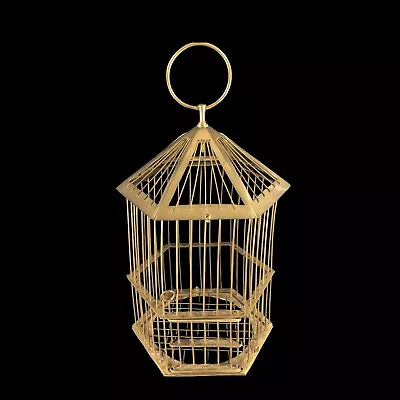 VTG India Brass Hexagonal Birdcage W/Ring 15-in High • $99.95