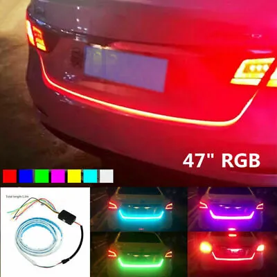 47 RGB Rear Trunk Strip Light Tailgate Brake Drive Turn Signal Flow LED Lamp • $27.16