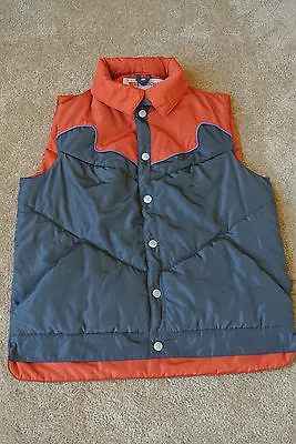 TRUE RELIGION Puffer Gilet CARTER Vest Jacket M NWOT$394 TR Logo! Grey & Orange! • $64.98