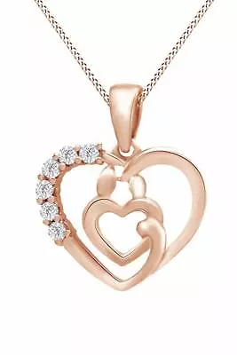 Mother Child Diamond Accent Heart Pendant 14k Rose Gold Plated Sterling Silver • $55.59