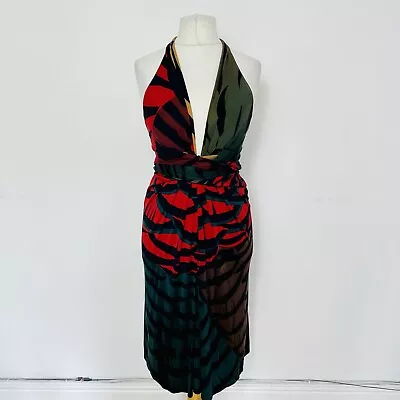 ISSA Multicoloured Halterneck  Dress Size 12 100% Silk • $43.57