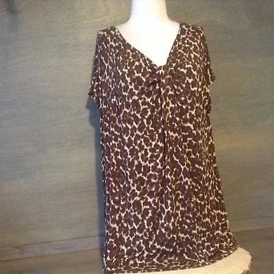 MERONA Womens Size 1X  Shirt Top Blouse Animal Print DOLMAN CUT CAP Sleeves • $12.99