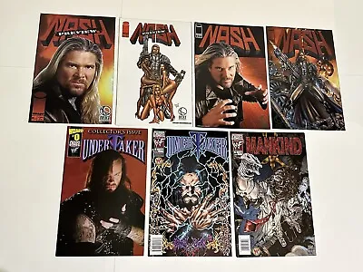 Lot Of 7 WWF WWE Previews/#1 Undertaker Mankind Nash Chaos Image Comics 1999 • £10.05