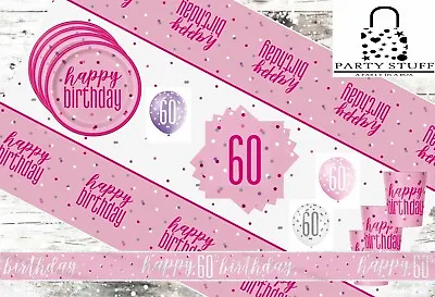 Pink 60th Birthday Party Supplies Tableware & Decorations Glitz Age 60 Ladies • £3.49