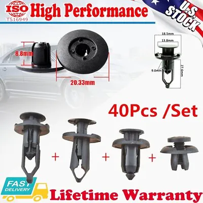 $7.99 • Buy Set Of 40 Pcs Car Body/Bumper Push Pin Rivet Retainer Trim Moulding Clip Parts