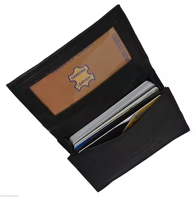 Leather Credit Card & ID Holder Slim Design Black Men's Wallet MARSHAL!!! • $9.99