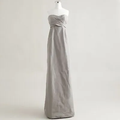 New JCREW ARABELLE LONG DRESS SILK TAFFETA Aged Driftwood Gray Formal 48011 Sz 4 • $109.99