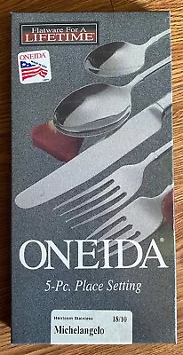 New Box Oneida Flatware Michelangelo 5 Piece Place Setting Stainless 18/10 USA • $34.99