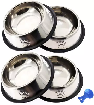 Stainless Steel Cat Bowl 4 Pack Metal Dog Bowls For Food And Water Non-Slip  • $15.33