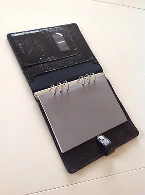 Stunning Mulberry Planner Filofax In Black Crackle  Leather • £127
