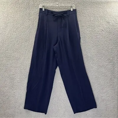 Vince Wide Leg Pull On Crepe Dress Pants Navy Blue Career Workwear Women M X 28 • $34.99