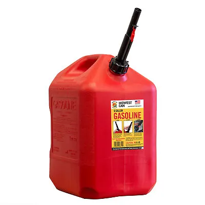 Midwest Can Company 6610 6 Gallon Gas Can Fuel Container Jugs With Spout Red • $31.77