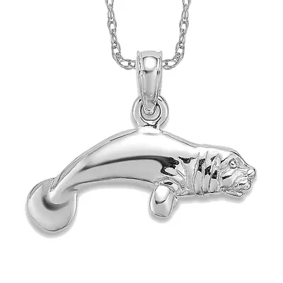 925 Sterling Silver Manatee Necklace Charm Pendant • $77