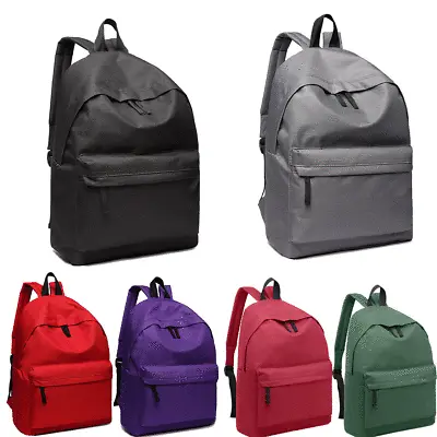 Girls Boys Retro Backpack School Rucksack Laptop/travel/work Plain Bag • £8.99
