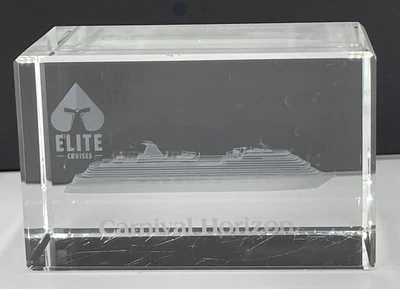 $6 • Buy 3D Laser Etched Crystal Cube Carnival Horizon Cruise Ship Paperweight