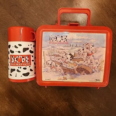 Vintage 90's Disney 101 Dalmatians Lunchbox Plastic -with Thermos & Cup/Lid • $29.99