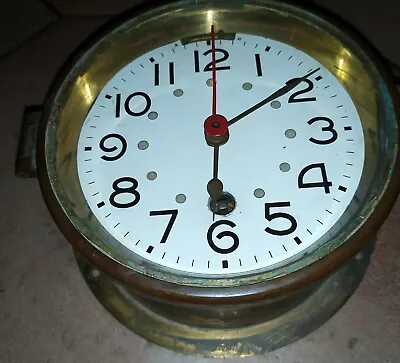 Antique 1931 Marine Bronze Clock Navy Clock Onboard Clock • $319.10